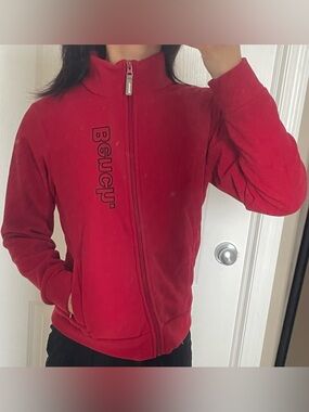BENCH. Red Thermal Mockneck Zip Up